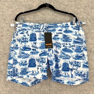 NWT Bang! Blue Floral Tropical Miami Resort Lined Swim Shorts Size LARGE